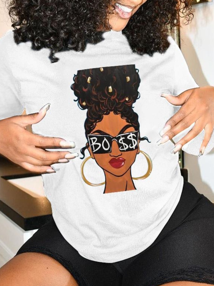 

LW Figure Letter Print T-shirt, White