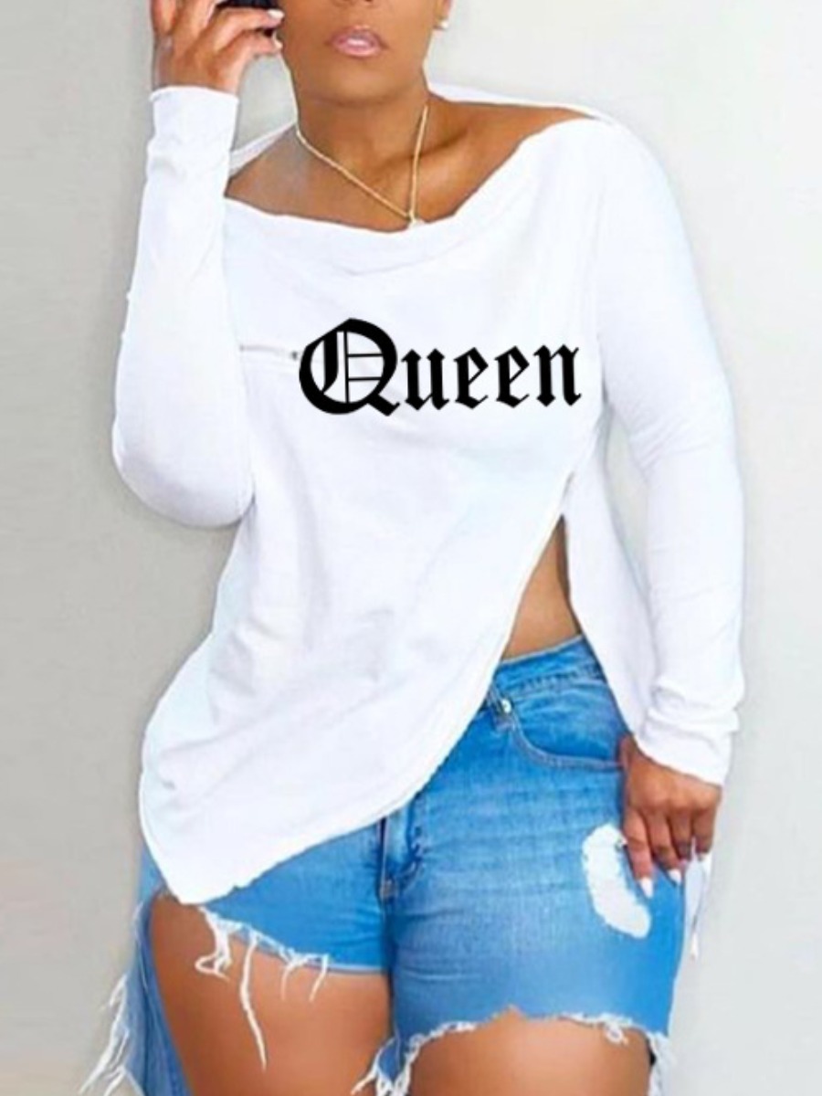 

LW Letter Print Asymmetrical T-shirt, White