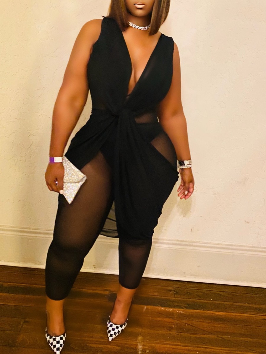 LW SXY See-through Twist Front Jumpsuit