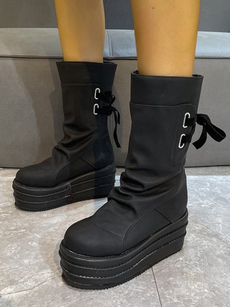 

LW Lace-up Booties, Black