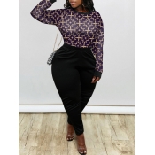 LW Plus Size Round Neck Geometric Print Pants Set