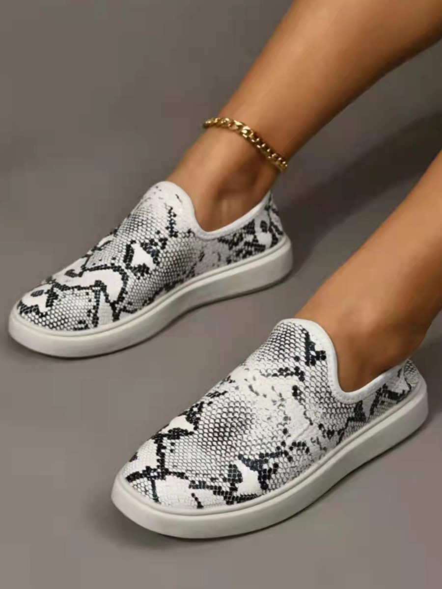 

LW Cobra Print Slip-in Flats, White