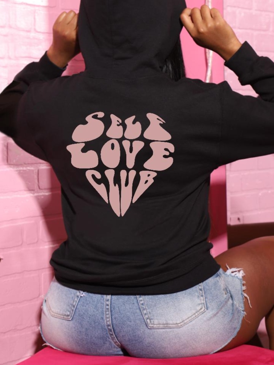 LW Letter Print Kangaroo Pocket Oversize Hoodie