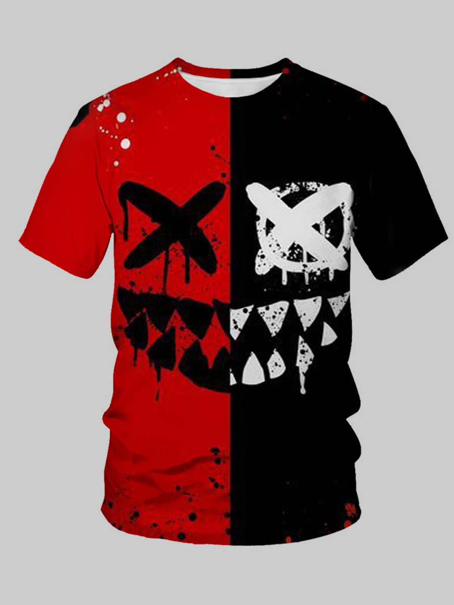 

LW Men Round Neck Graffiti Print T-shirt, Black