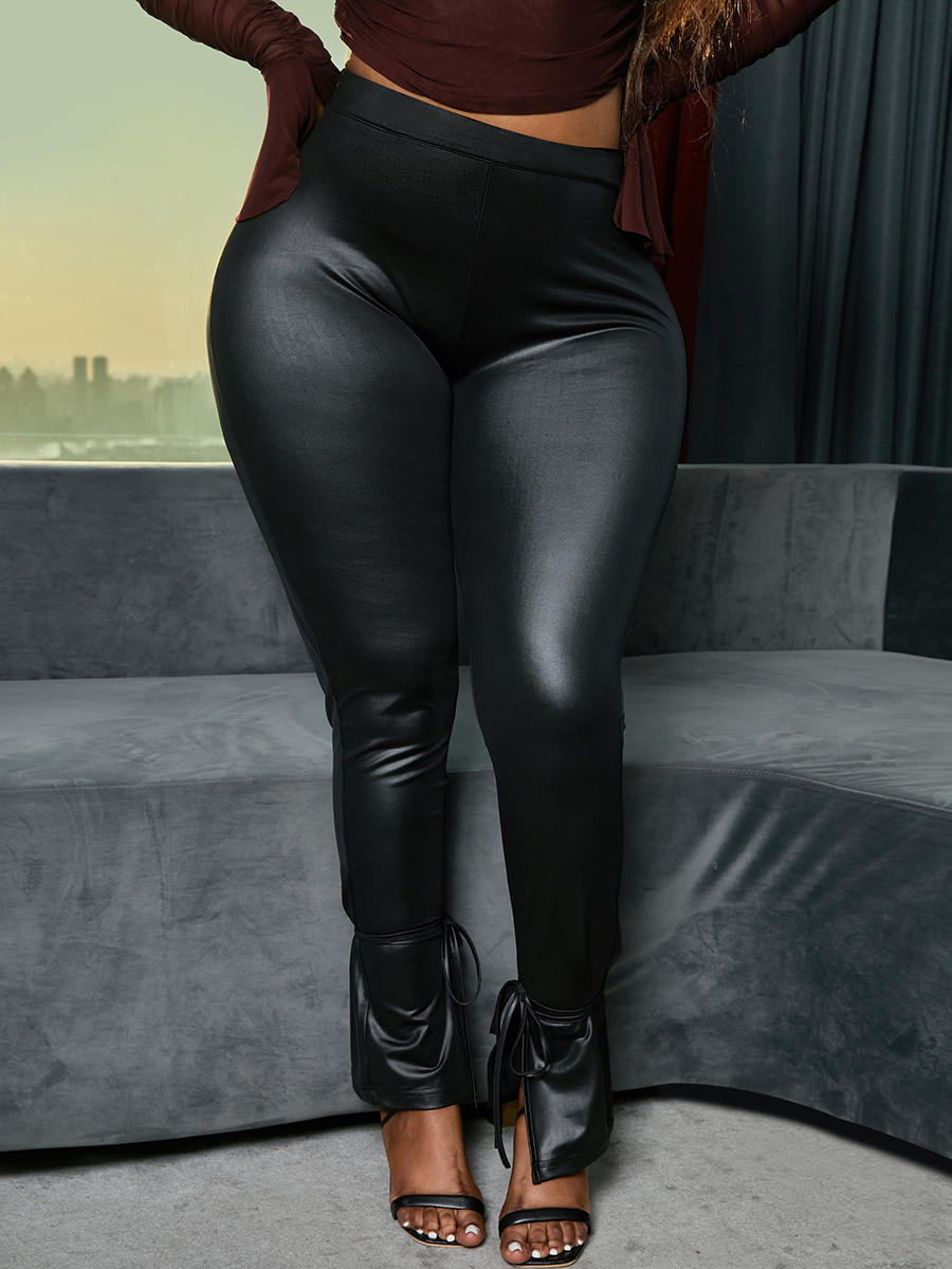 

LW High-waisted Leather Pants, Black