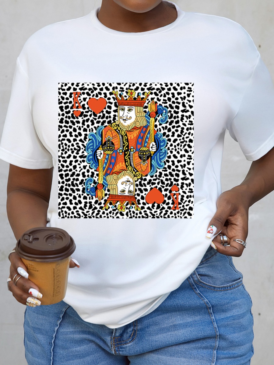 

LW Leopard Poker Print T-shirt, White