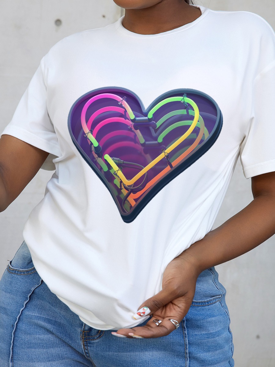 

LW Gradient Heart Print T-shirt, White