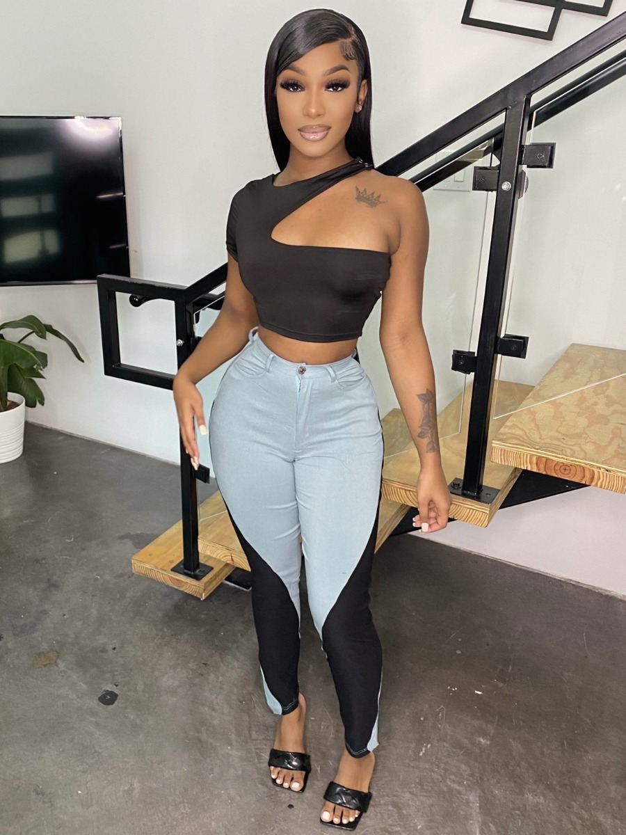 LW SXY One Shoulder High-waisted Pants Set
