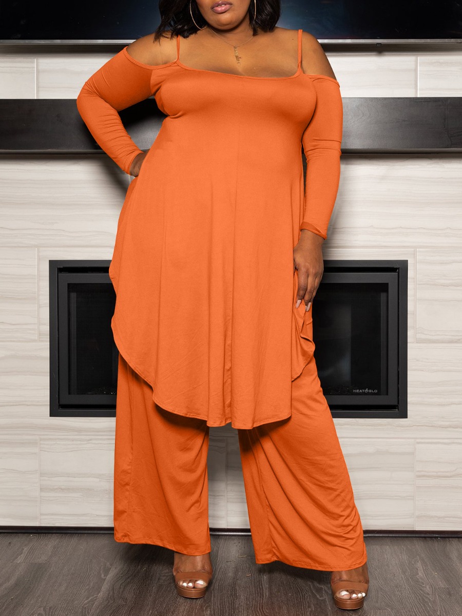 

LW Plus Size Asymmetrical Wide Leg Pants Set, Croci