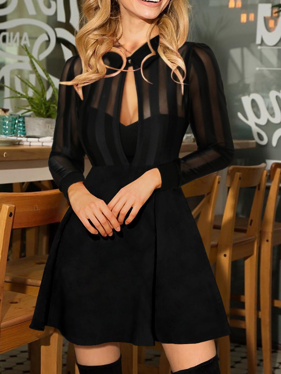 

LW SXY See-through A Line Dress, Black