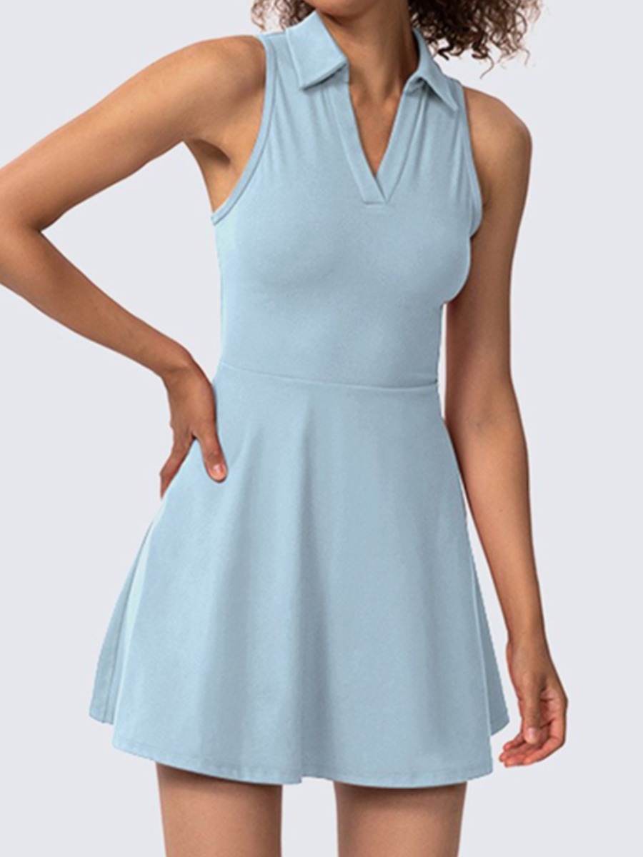 

LW V Neck Yoga 2-in-1Tennis Dress, Blue