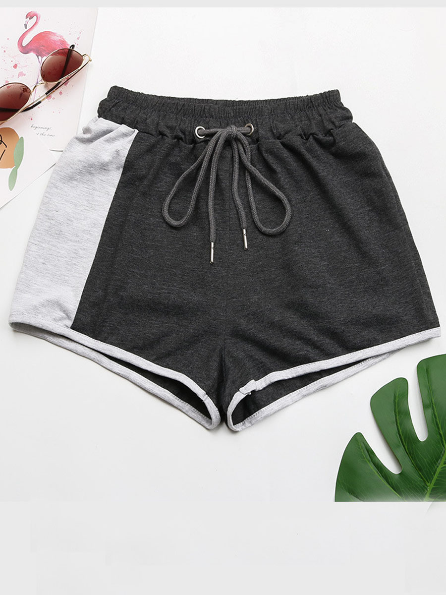 

LW Drawstring Patchwork Shorts, Dark grey