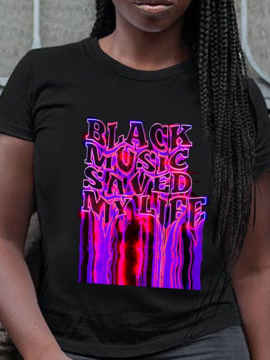 

LW Gradient Letter Print T-shirt, Black