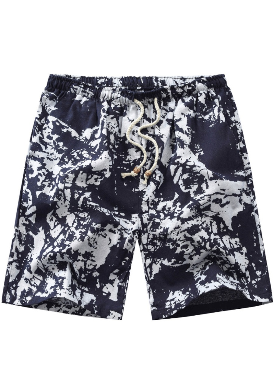 

LW BASICS Men Tie-dye Drawstring Swimming Trunk, Dark blue