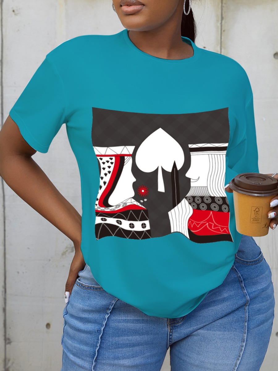

LW Poker Print Patchwork T-shirt, Acid blue