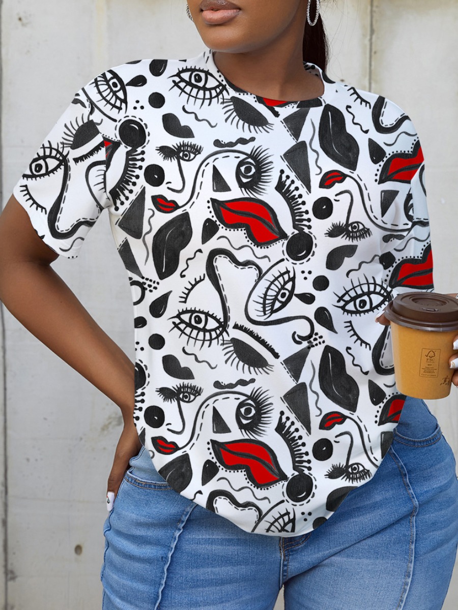 

LW Lip Eye Print T-shirt, White