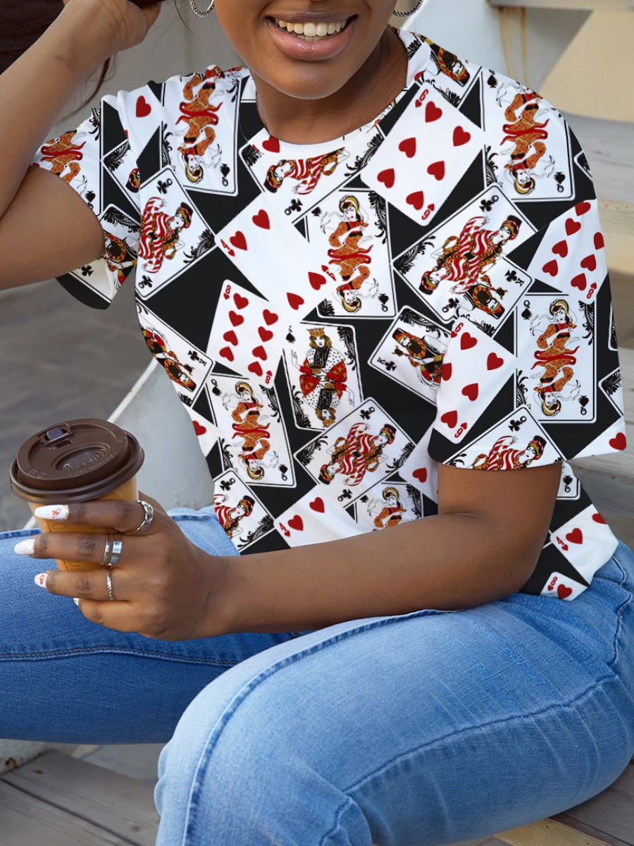 

LW Poker Print Patchwork T-shirt, Black