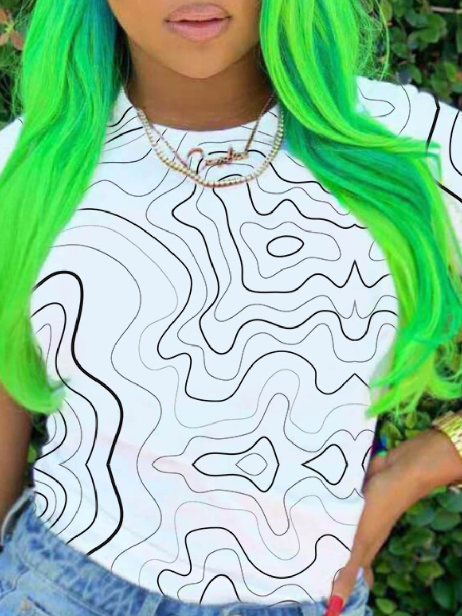 

LW Round Neck Paisley Print T-shirt, White