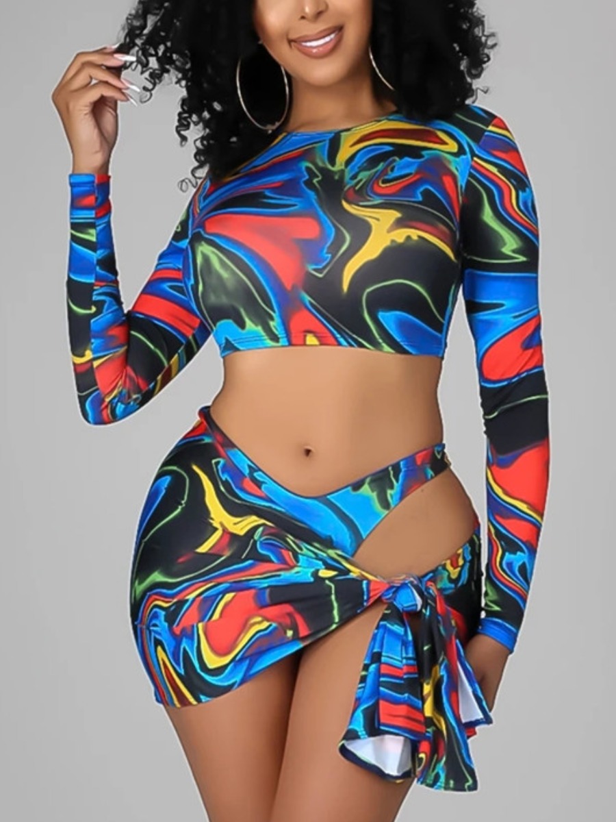 

LW Mixed Print Three-piece Swimsuit, Multi