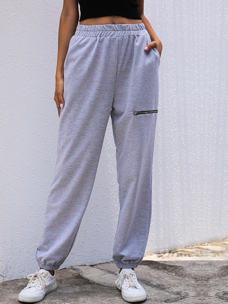 

LW Pocket Zipper Design Sweatpants, Light grey