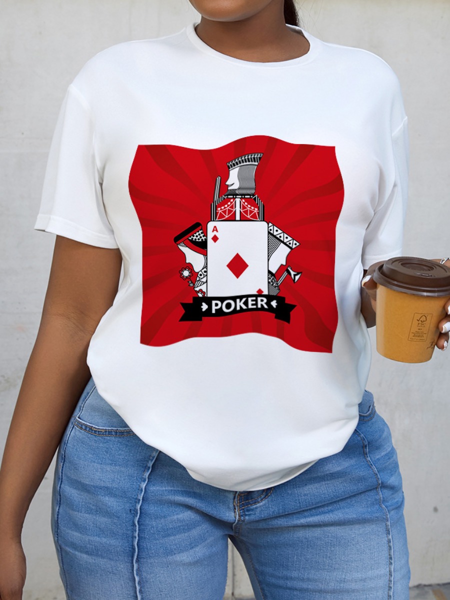 

LW Poker Print Patchwork T-shirt, White