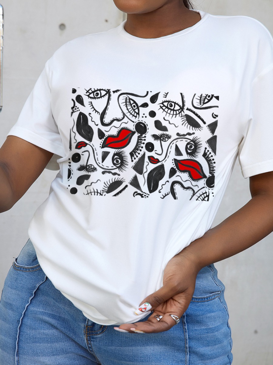 

LW Lip Eye Print T-shirt, White