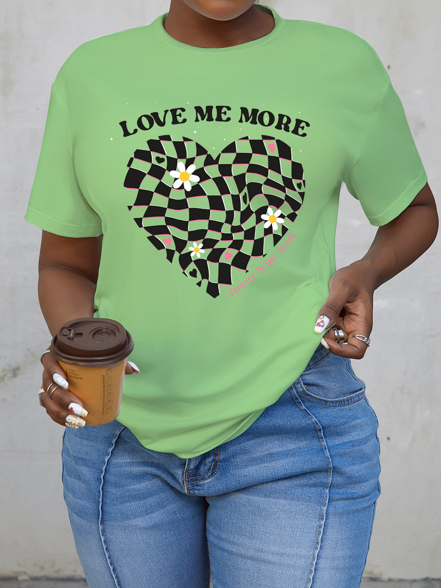 

LW Heart Letter Print T-shirt, Light green