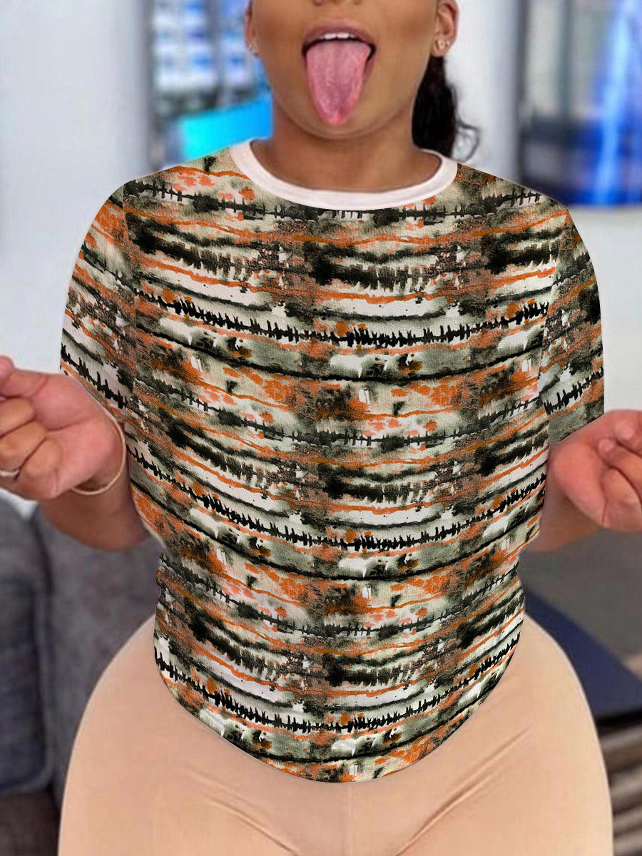 

LW Round Neck Mixed Print T-shirt, Multi
