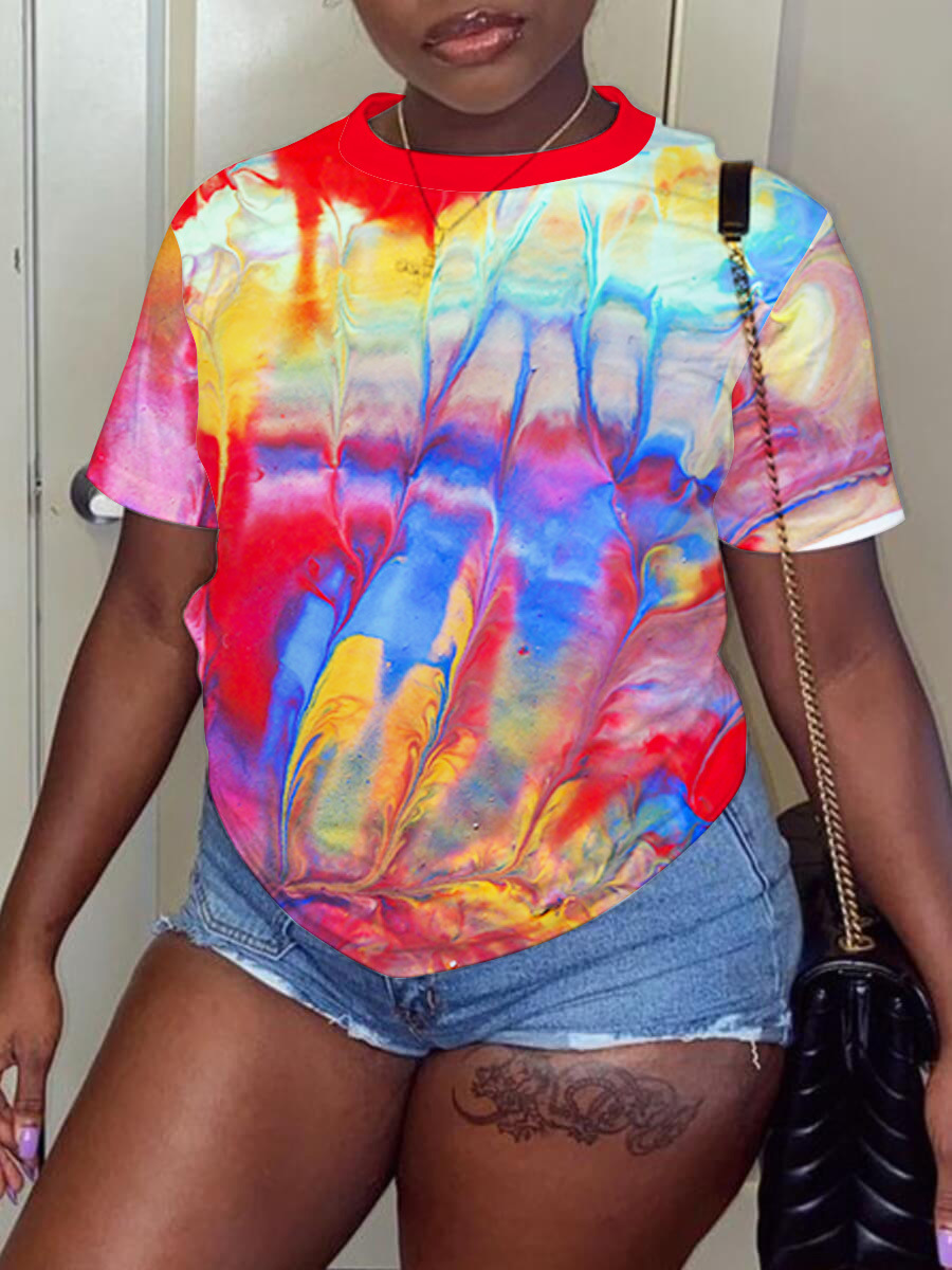 

LW Round Neck Tie-dye T-shirt, Multi