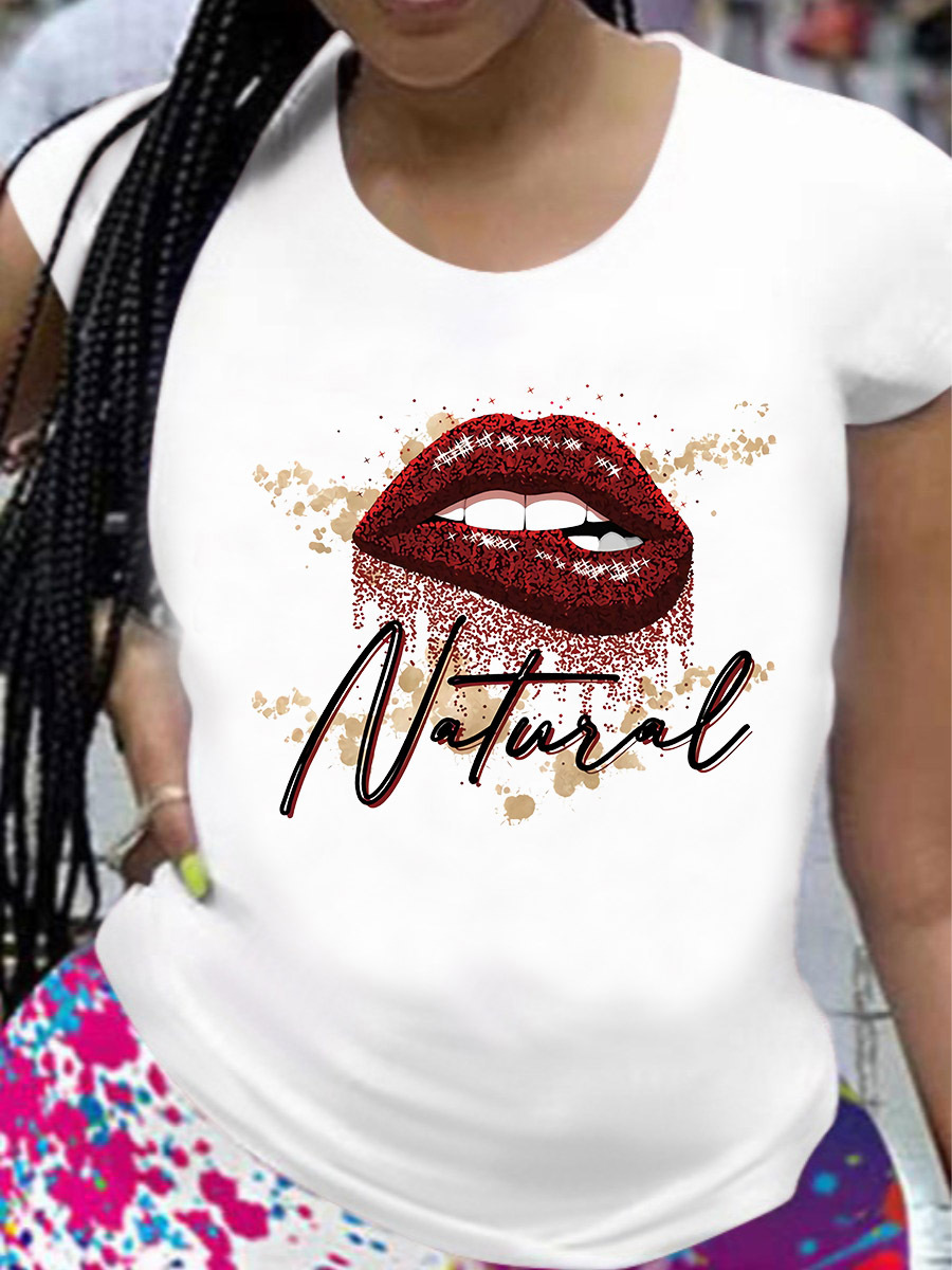 

LW Lip Letter Print T-shirt, White
