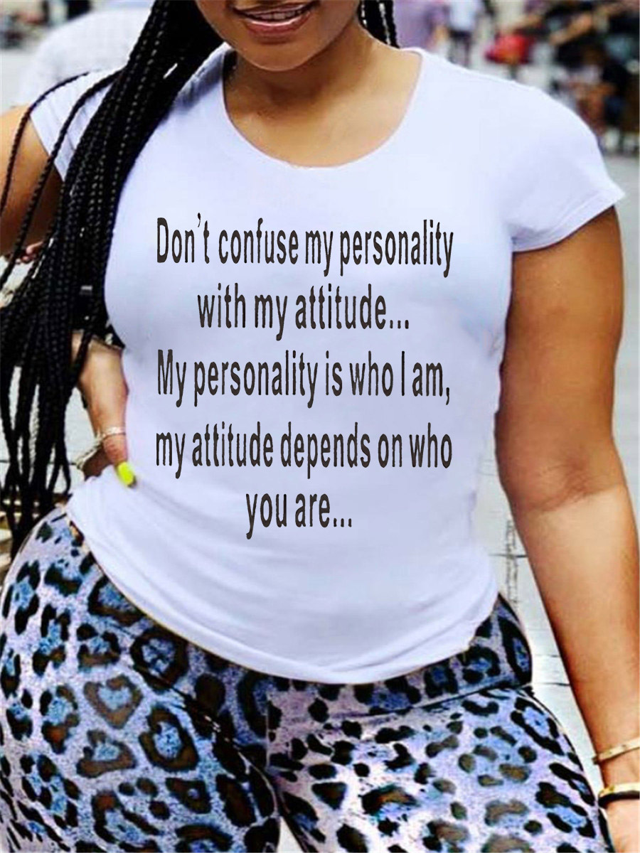 LovelyWholesale Round Neck Letter Print T-shirt Summer Short Sleeve Casual Basic Round Neck Spring Summer 2024