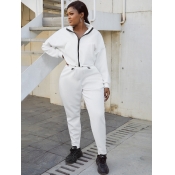 LW Zipper Design Drawstring Tracksuit Set