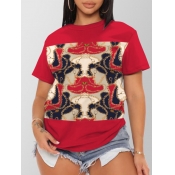 LW Chain Print Patchwork T-shirt