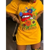 LW Street Sunflower Lip Print T-shirt