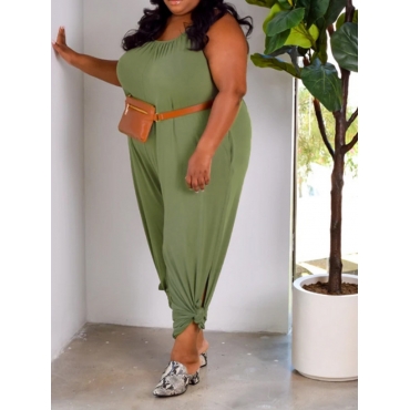 

LW Plus Size Pocket Design Loose Jumpsuit, Green