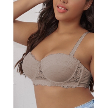 

LW SXY Plus Size Lace Adjustable Strap Bra, Khaki