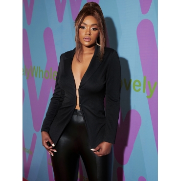 

LW Turndown Collar Cloth Pin Blazer, Black