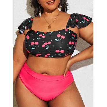 

LW Plus Size Fruit Print Tankini, Multi