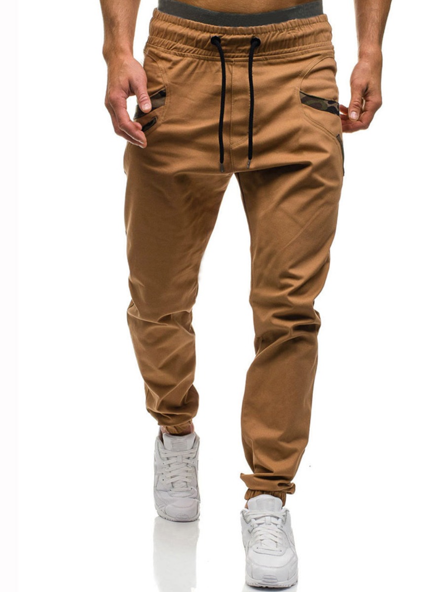 

LW Men Mid Waist Drawstring Pants, Khaki