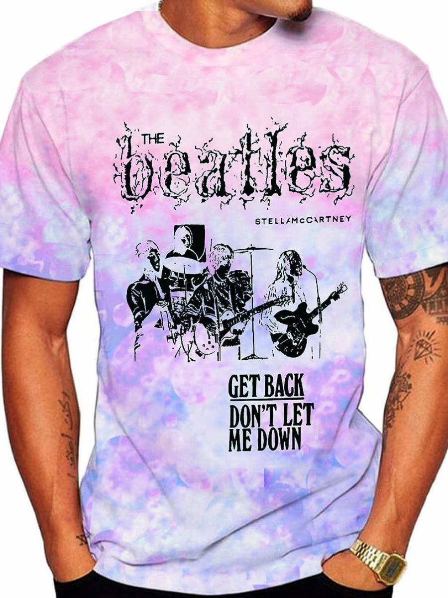 

LW BASICS Men Letter Print Tie-dye T-shirt, Purple