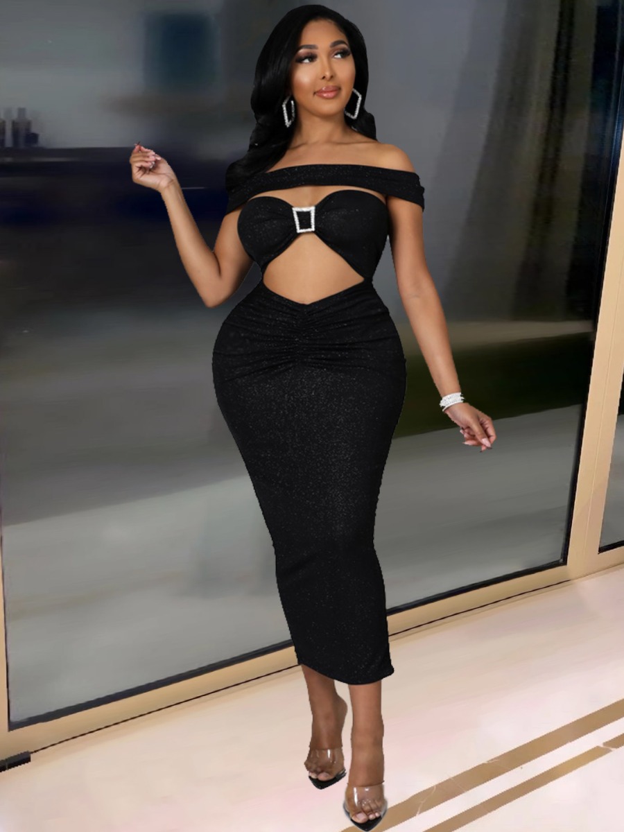 LW SXY Off The Shoulder Cut Out Bodycon Dress