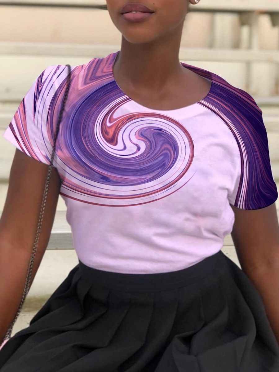 

LW Round Neck Gradient T-shirt, Light purple