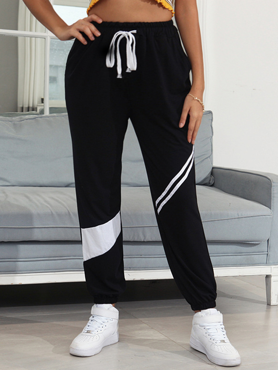 

LW Striped Drawstring Sweatpants, Black
