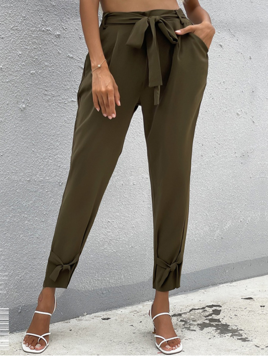 

LW Mid Waist Bandage Design Pants, Army green