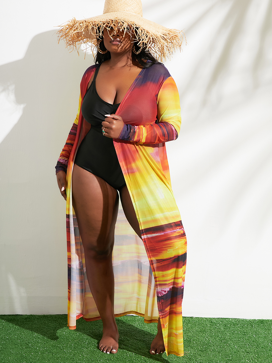 

LW Plus Size Gradient Loose Cover-Up, Brown