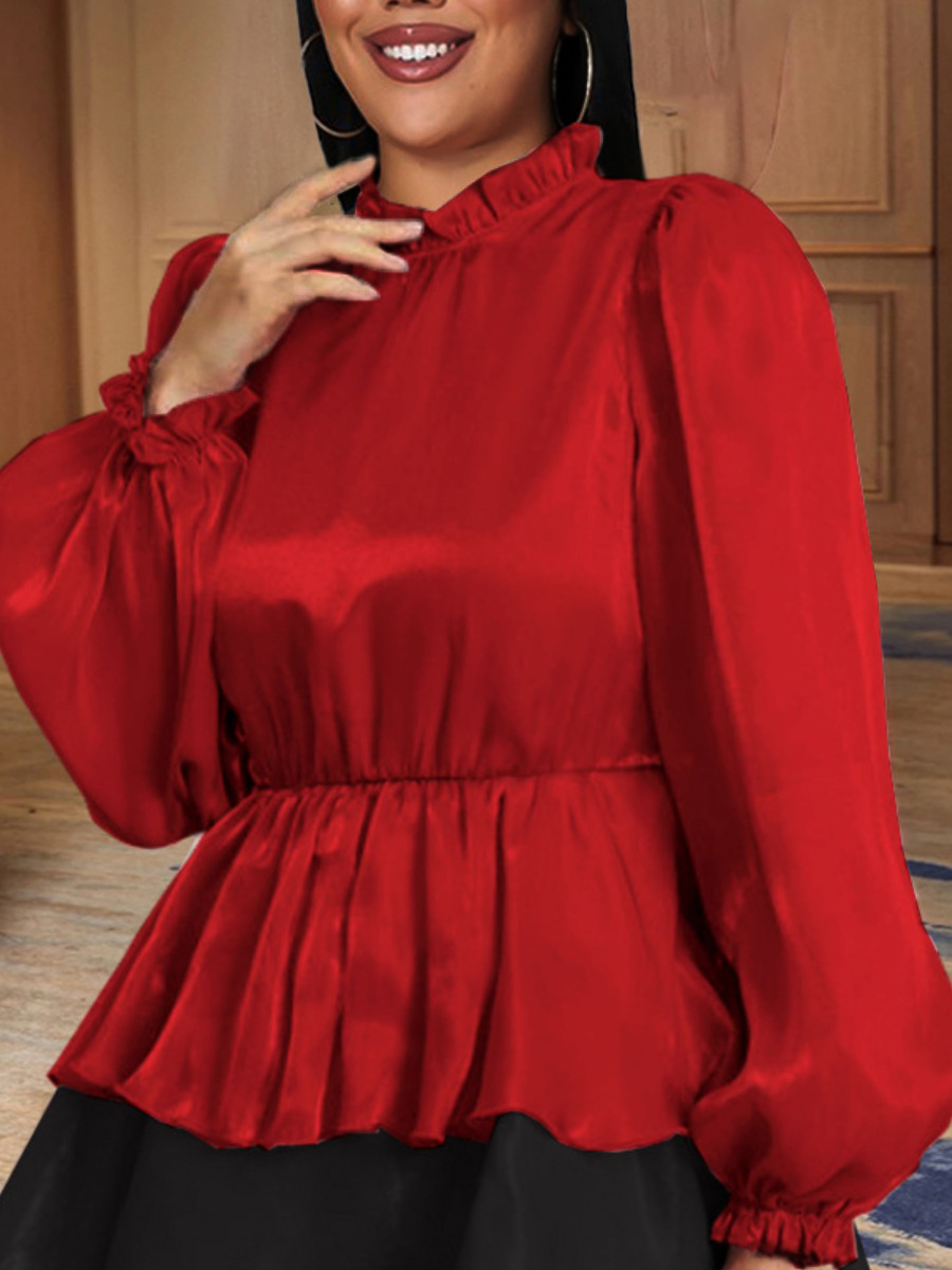 

LW Plus Size Ruffle Design Blouse, Red
