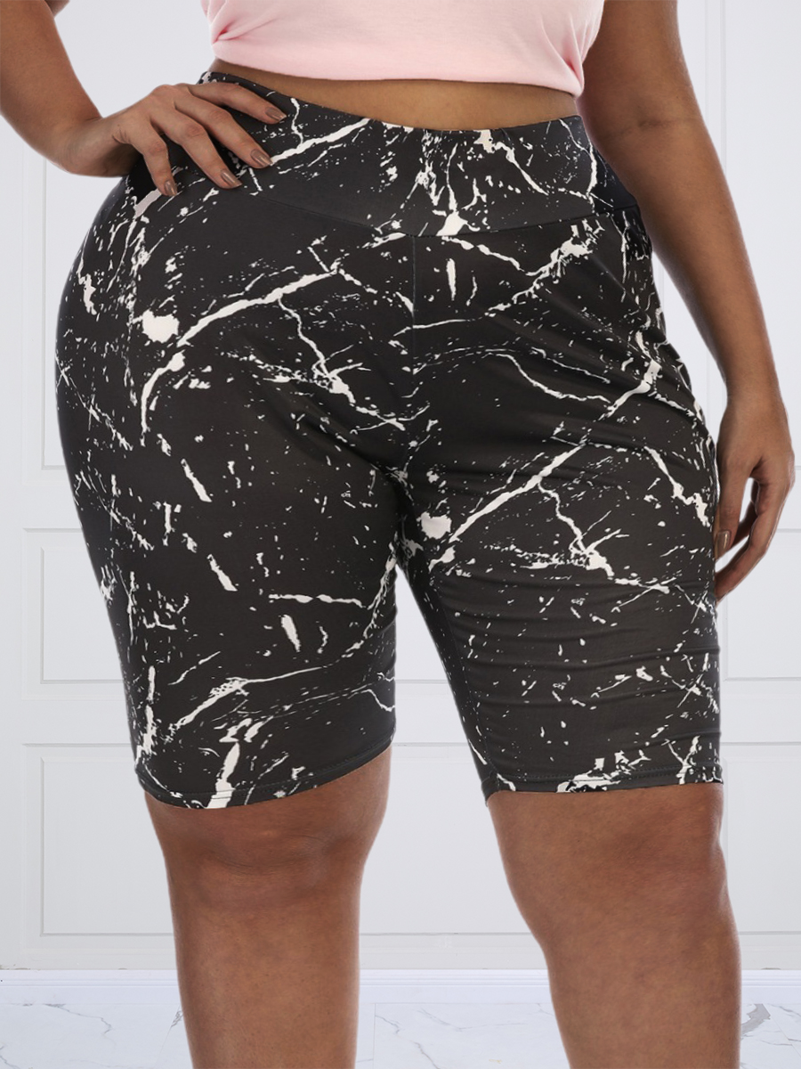 

LW Plus Size High-waisted Tie-dye Shorts, Black