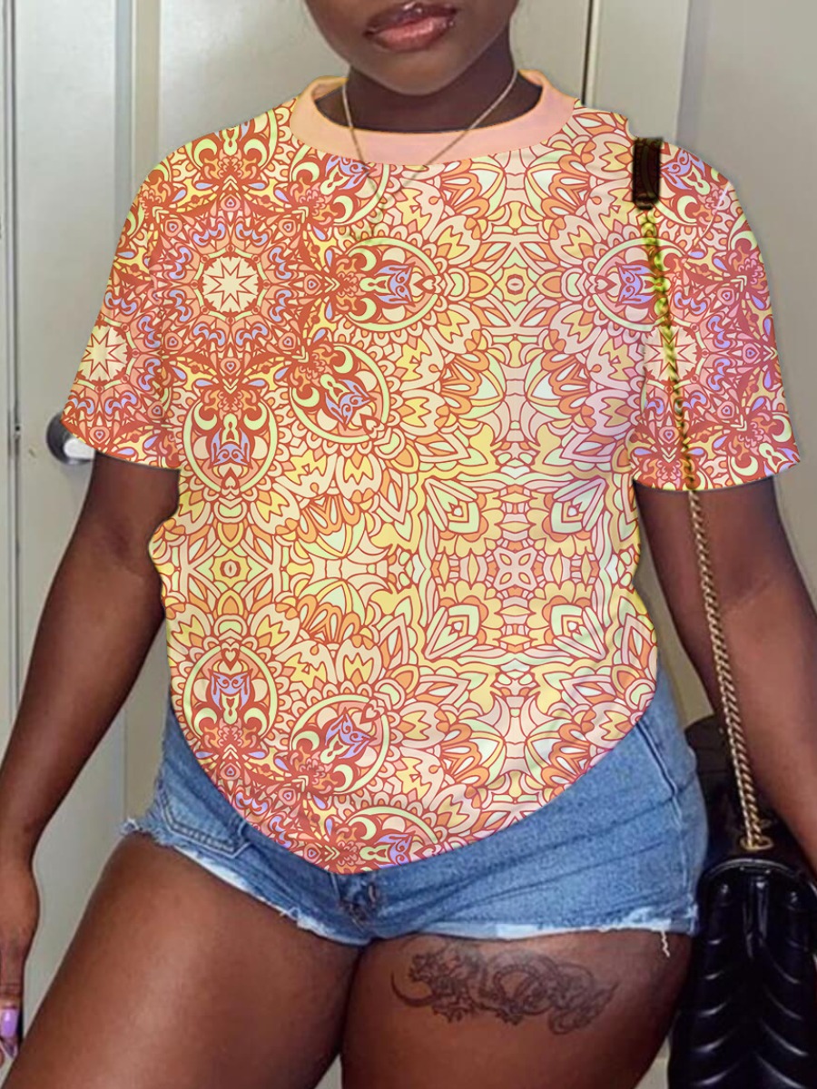 LW Round Neck Mixed Print T-shirt
