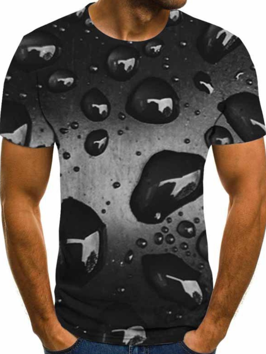 

LW BASICS Men Round Neck Gradient T-shirt, Black