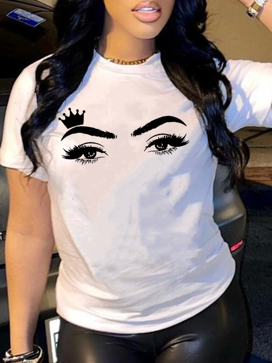 

LW Plus Size Crown Eye Print T-shirt, White